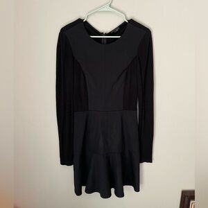 Theory Nicolina Black Silk Blend Paneled Fit & Flare Dress Size 2